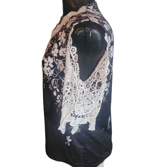 Floral Lace Cold Shoulder Top M - Picture 5 of 6